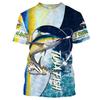 Fish Man Summer 3D Printed Men's T-shirt Wild Fishing Fashion Short Sleeve Large Size Loose Quick Drying Top