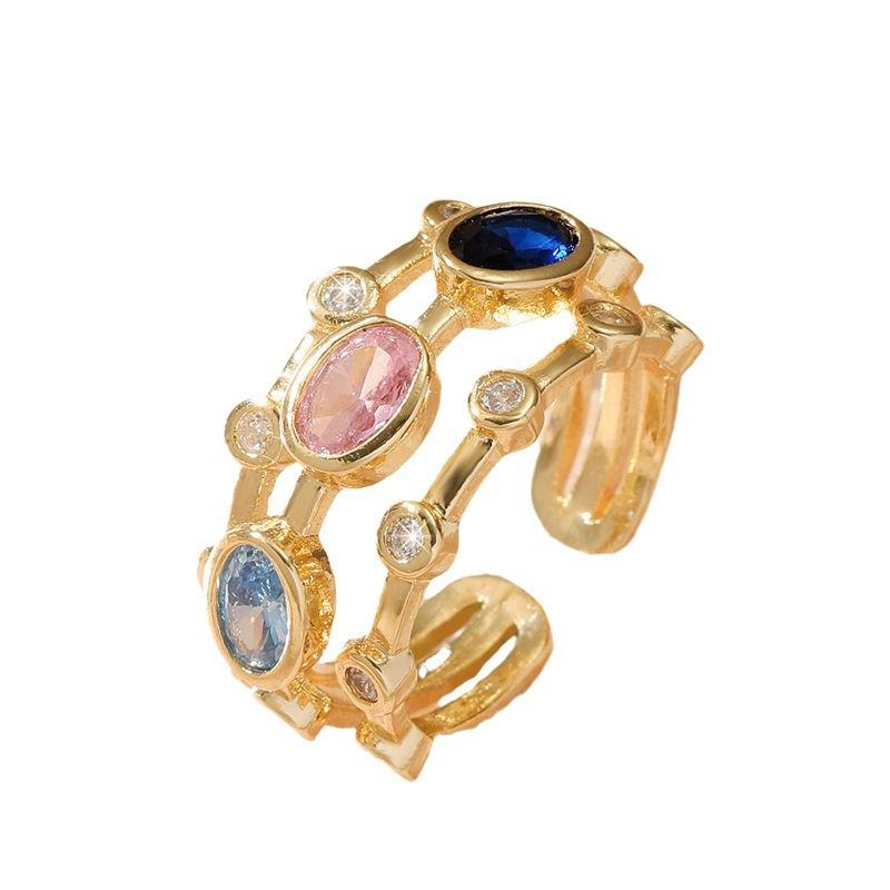 Женское кольцо GemChic, изысканное, крутое, многослойное, цветное, с цирконием, женское, открывающееся, регулируемое, подарок на день рождения, Рождество, ювелирные изделия
