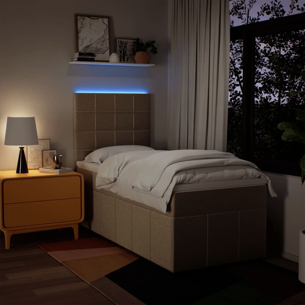 Box Spring Bed with Mattress Cream 100 x 200 cm Fabric