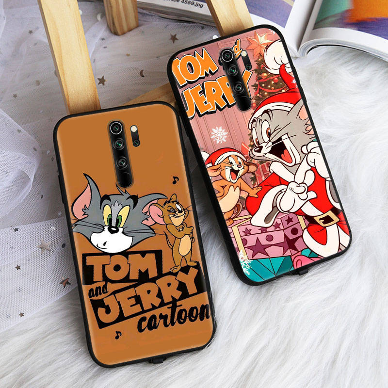 Черный чехол для Xiaomi Poco X6 X4 M5 M6 F5 F6 C65 C55 C50 C51 C40 Pro Redmi 14C A3X 13C 12C 11T 10A 9C Note 7 6 8A Plus C-44 милый Том и Джерри