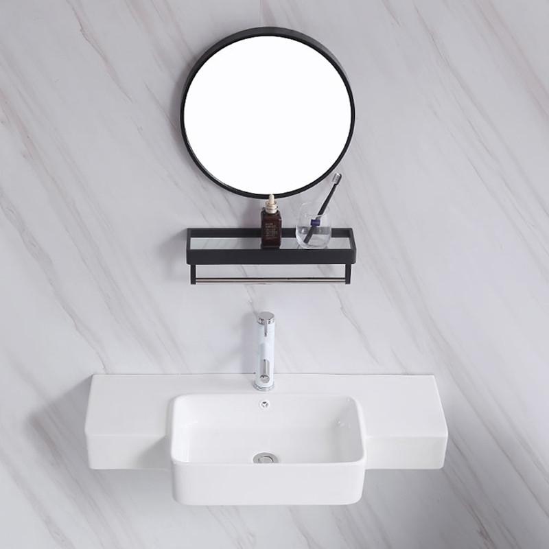 88 cm Wall-Mounted Ceramic Washbasin for Bathroom or Balcony