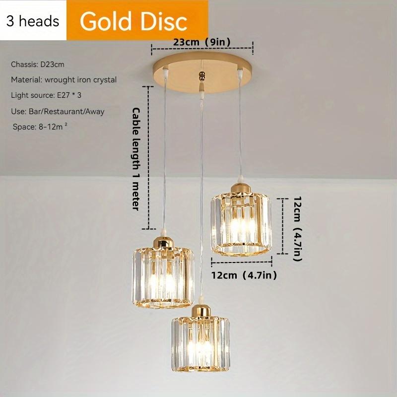 Современные 3 лампы с круглым хрустальным абажуром, подвесной светильник Loft E27, подвесной светильник, потолочный подвесной светильник для кухни, столовой, гостиной, люстры