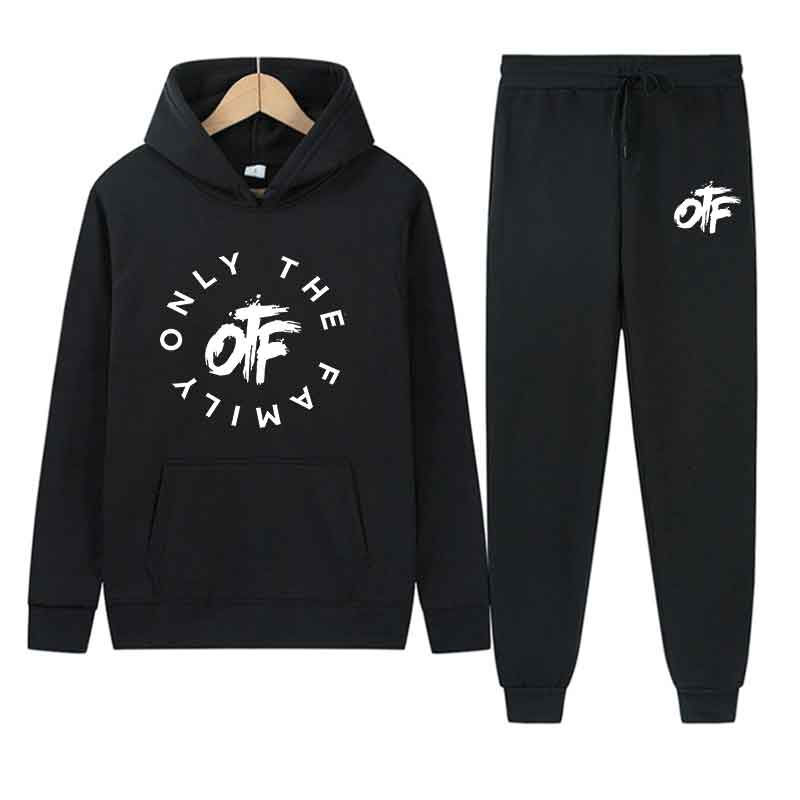 Весна Осень Мужской Только Семья Принт Повседневные 2 предмета Комплекты Индивидуальность Толстовки Уличная Мода Спортивный Костюм Худи Топы Облегающие брюки