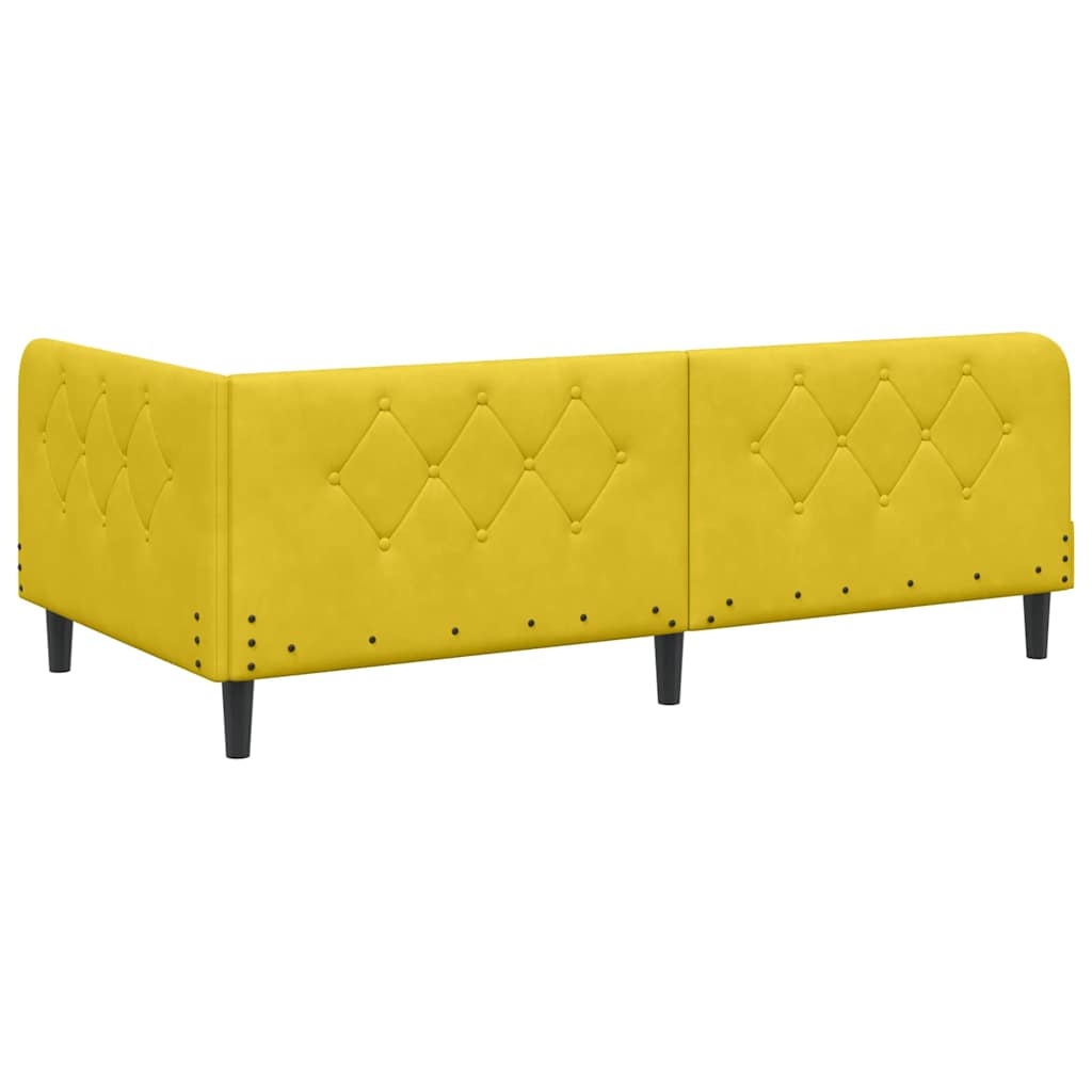 Corner Bed Frame Yellow 90 x 190 cm Velvet