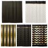 Elegant Black and Gold Leaf Seamless Pattern Chevron Striped Shower Curtain Bathroom Curtain with Hook Bathroom Curtains L220cm