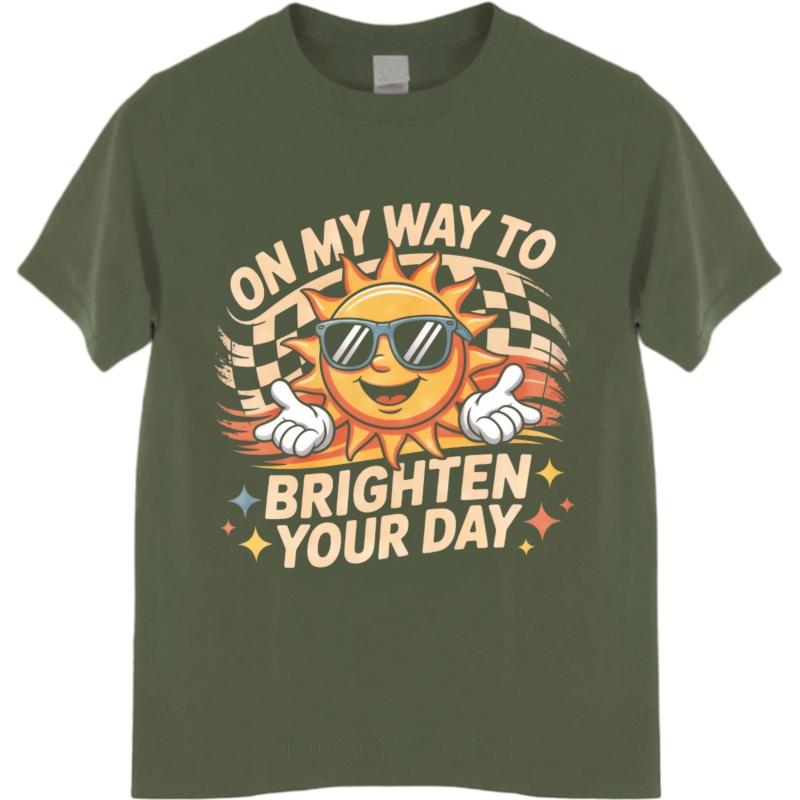 Comfortable Teeshirt Unisex Oneck Tshirt Daily Wear On My Way To Brighten Your Day Fashionable Unisex Teeshirt Solid Color Tshirt