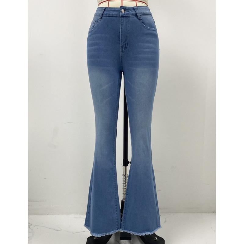 Брюки с высокой талией, микроджинсы с рваными отверстиями, женские темпераментные узкие брюки-подкова