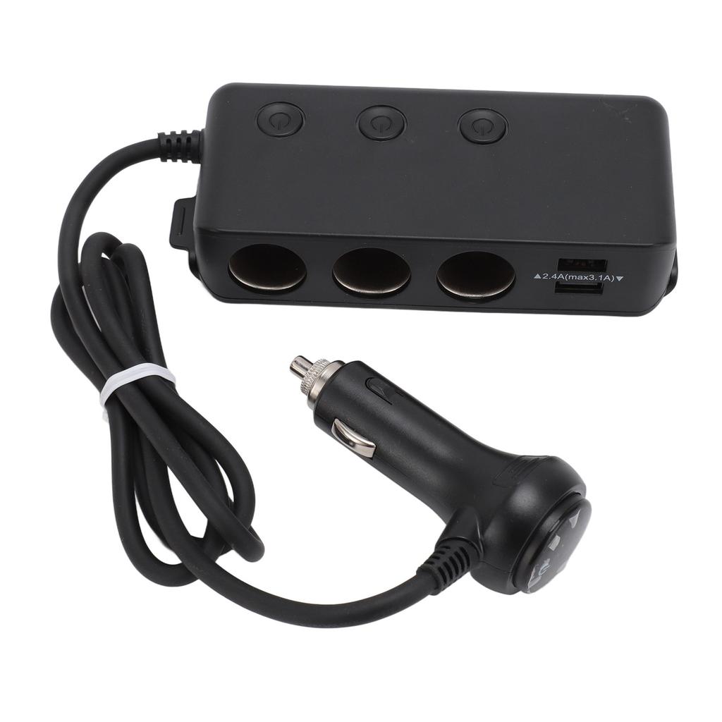 Адаптер-разветвитель прикуривателя автомобиля, 3 гнезда, 3 USB QC3.0, многофункциональный, выход питания DC