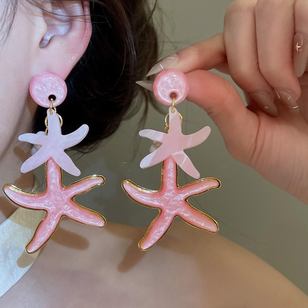 Shell Starfish Ocean Starfish Stud Earrings Temperament Jewelry Accessories Bohemian Dangle Earrings Candy Color Resin