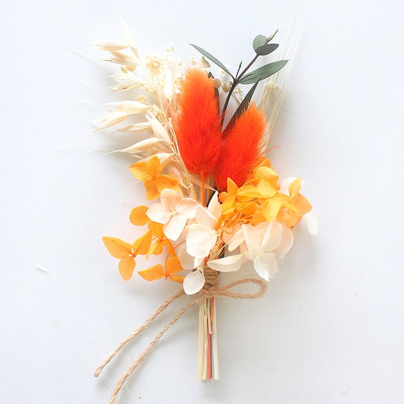 1Pc Mini Natural Dry Flowers Bouquet Boutonnieres Groomsmen Buttonholes Bridesmaid Flower Corsage Brooch Christmas Wedding Decor