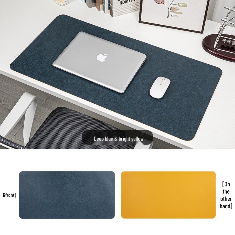 Extra Large Leather Mouse & Keyboard Pad - Anti-slip, Waterproof Cowhide Grain, Double-Sided Writing Desk Mat