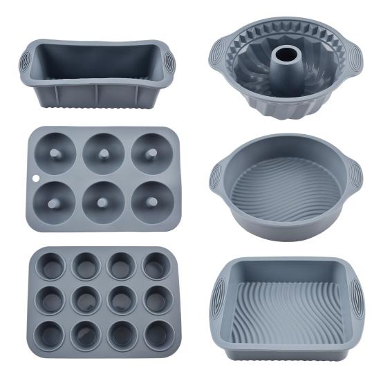 6Pcs Silicone Baking Mold Set for Oven Air Fryer Square Donut Muffin Toast Bread Mold Non-Stick Easy-Release Essential Home Baking Kit