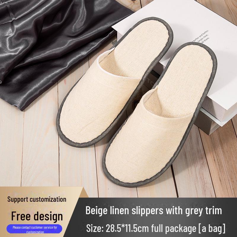 Четырехсезонные нескользящие тапочки из хлопка и льна для отелей и салонов красоты