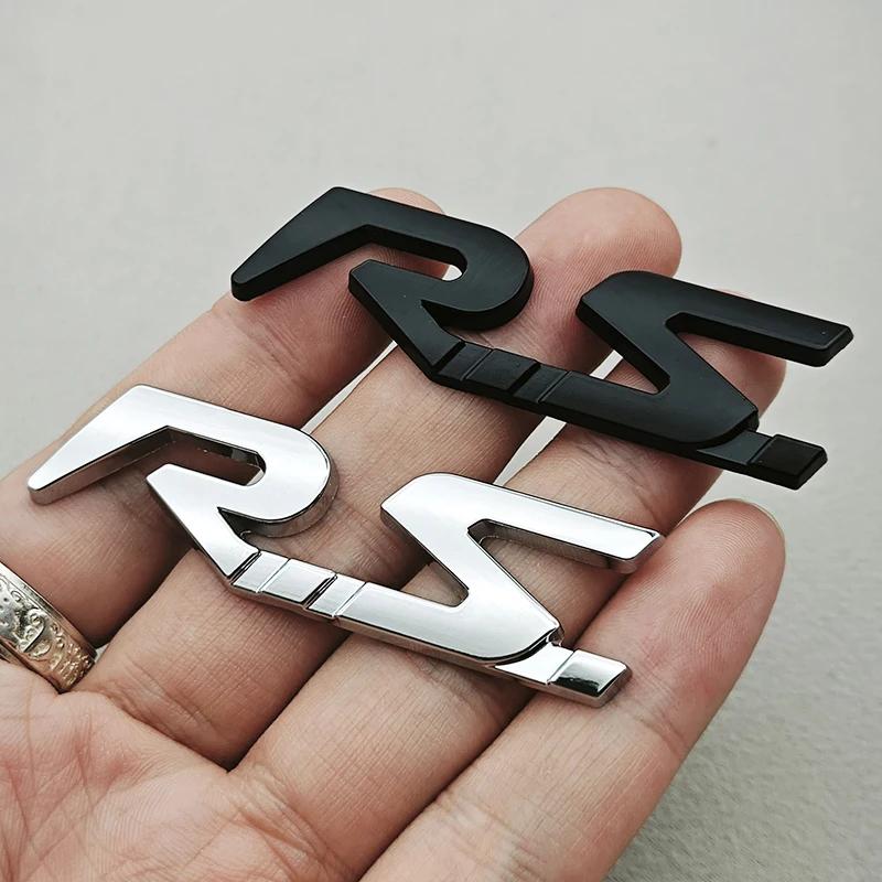 3D Metal RS Logo Car Rear Trunk Front Grille Emblem Badge Sticker Decal for Renault Megane Laguna Duster Captur Fluence Espace YY6