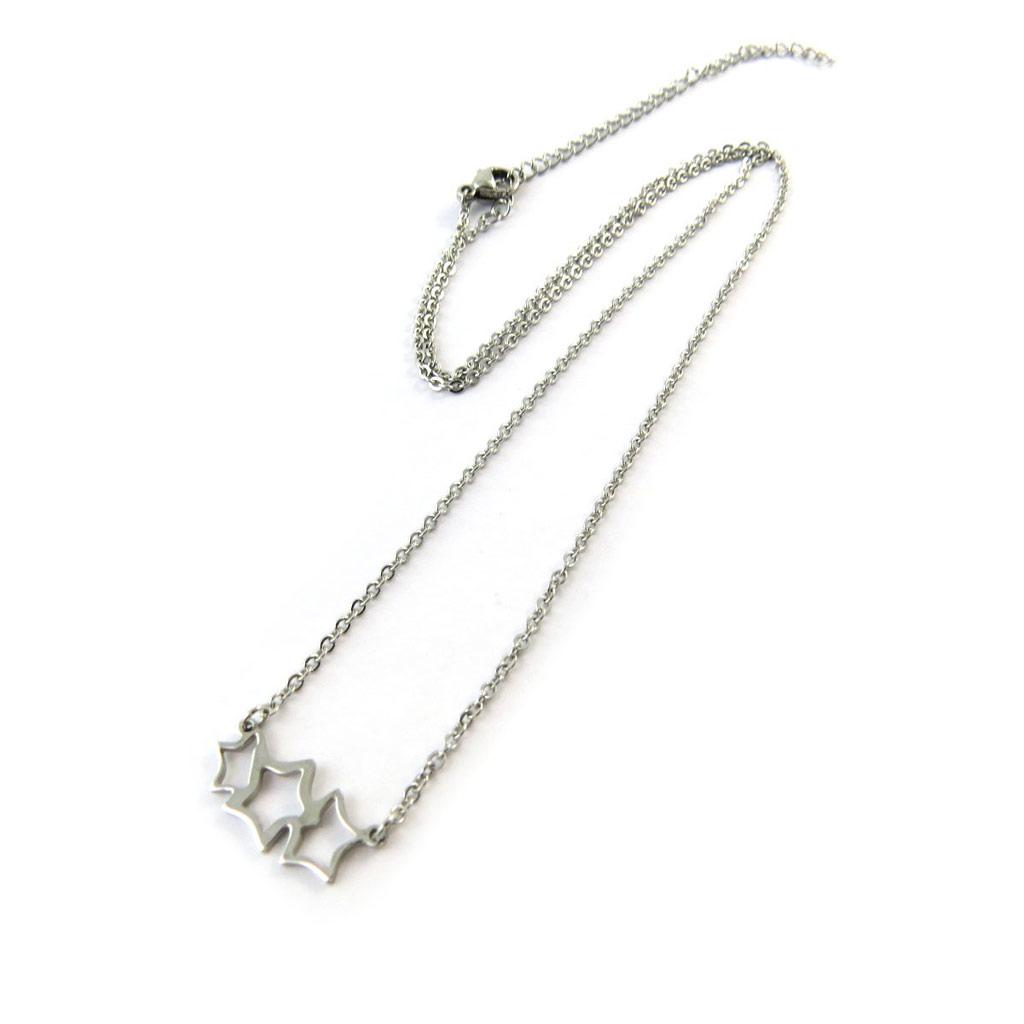 Les Trésors De Lily [N7070] - Silver Gray 'Stars' Steel Necklace
