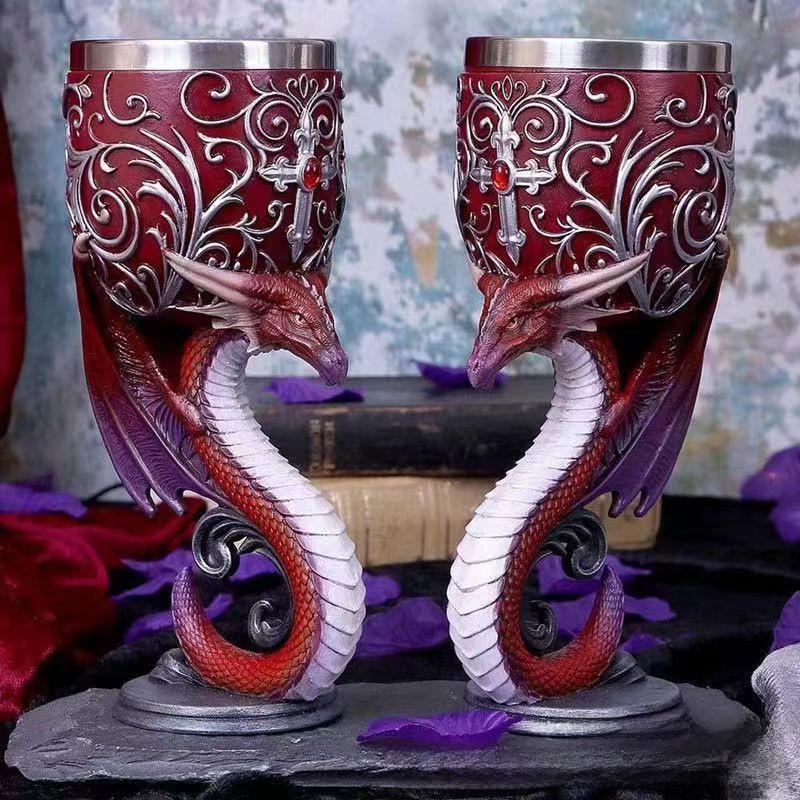 2023 Красный Дракон Мифология 3D Средневековый Бокал - Персонализированный Винный Бокал для Пар