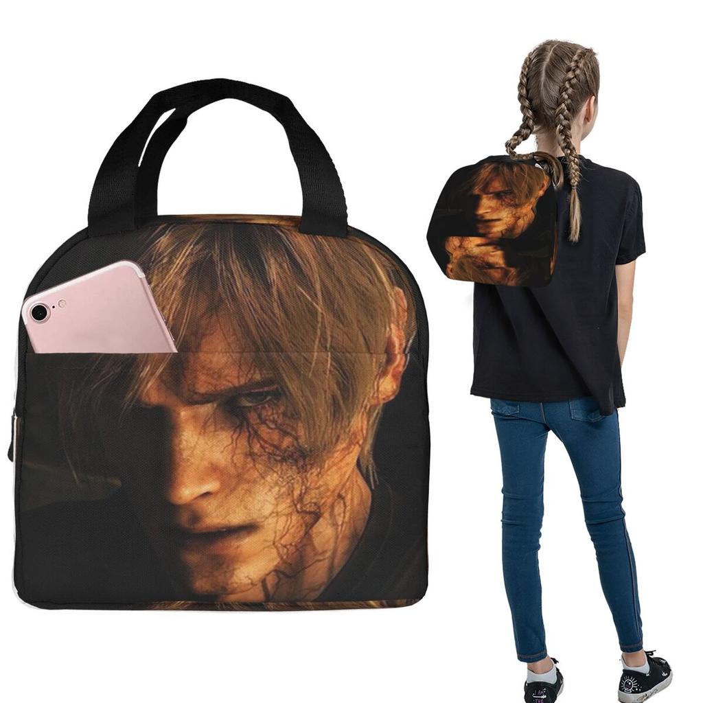 Resident Evils Leon Kennedy Game Insulated Lunch Bag for Women Kids Portable Food Boxes Thermal Lunch Box Tote