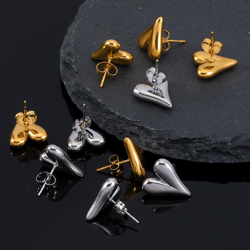 2pcs 4pcs Stainless Steel Love Heart Ear Studs Minimalist Stud Earrings Earplug for Women Girl DIY Accessories Jewelry Making