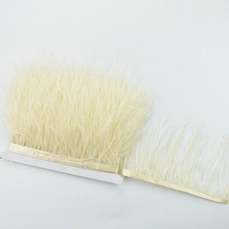 1M 5M 10Meter 8-10Cm Black Ostrich Feather Trims Natural White Ostrich Feather For Craft Ribbon Fringe For Skirt Party Clothing