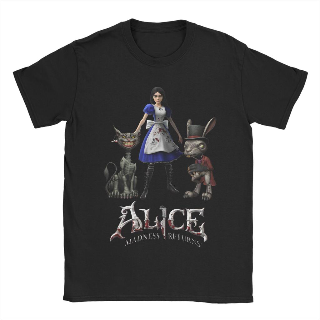 2026 Классическая игра ужасов Alice Madness Returns Графический принт Футболка Женская Мужская Харадзюку Мода Оверсайз Хлопок Мягкий Летний Новый Футболка С коротким рукавом Топы