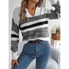 Женский свитер-пуловер с длинными рукавами и цветными полосками, осень/зима
