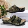 Большого размера шлепанцы с открытым носком 2025 лето новые сандалии носить рыбий рот камуфляж на одной педали танкетка шлепанцы женские