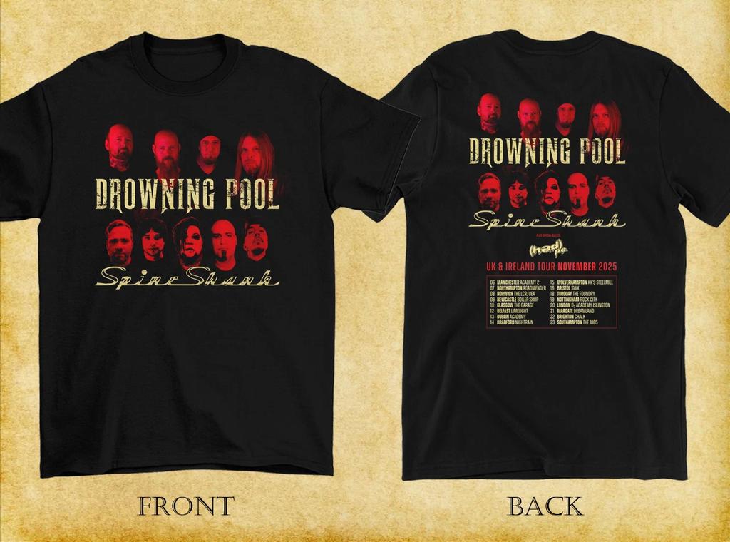 2 Sides Drowning Pool 2025 UK and Ireland Tour Shirt Black Unisex S- IM1044