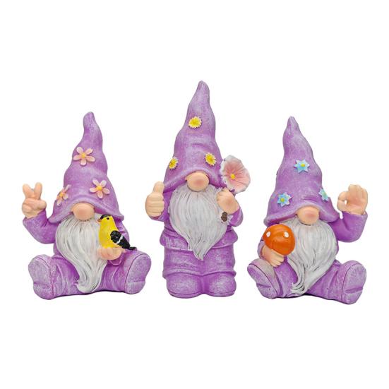 3 шт./набор Фигурки гномов с цветами Коллекционные гномы в цветочных шляпах Украшения Настольные статуэтки гномов для украшения дома, шкафа, полки