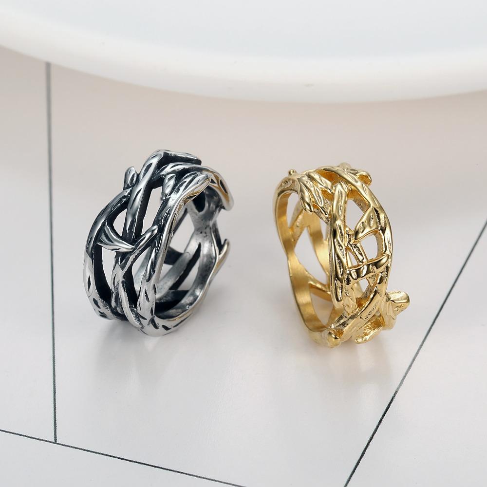 Винтажное кольцо "Древо жизни" из полированной титановой стали, оригинальное ювелирное изделие в золотом и серебряном цветах