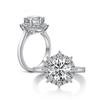 Cbtb Fashion Round big flower Ring 3ct D Color Moissanite Silver 925 Wedding Jewelry