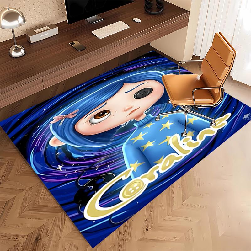 1pc Coraline Print Area Rug - Soft, Washable Non-Slip Indoor Mat, Living Room, Home Office Decorative Rug,Office Decorative