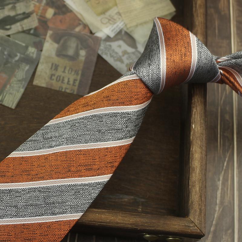 Tie Men'S Retro Coffee Wedding Stage British 8Cm Dress Professional Business Hand Blue Stripe Portuguese Music