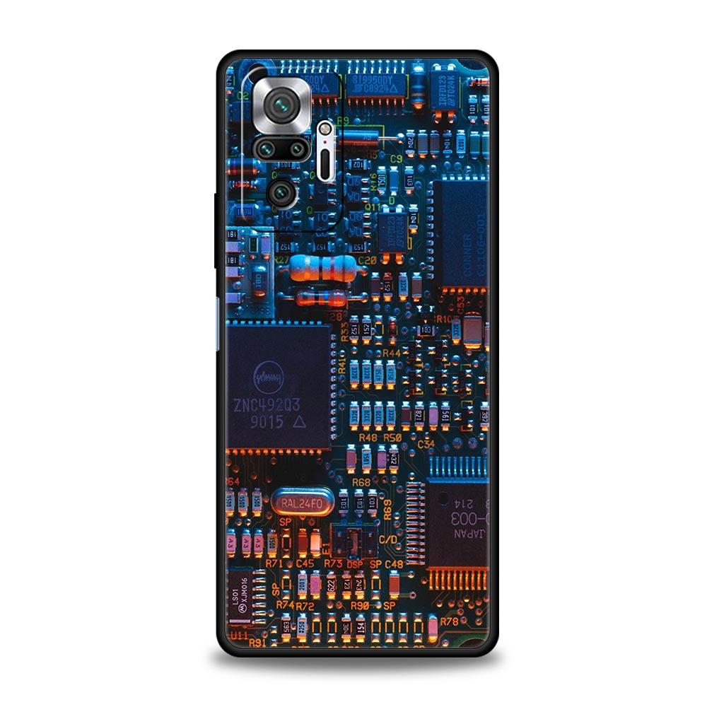 Inside Motherboard Circuit Board Phone Case For Xiaomi Redmi Note 12 11 10 Pro Plus 9S 9 8 7 9T 8T 9C 9A 5G K40 Gaming Cover