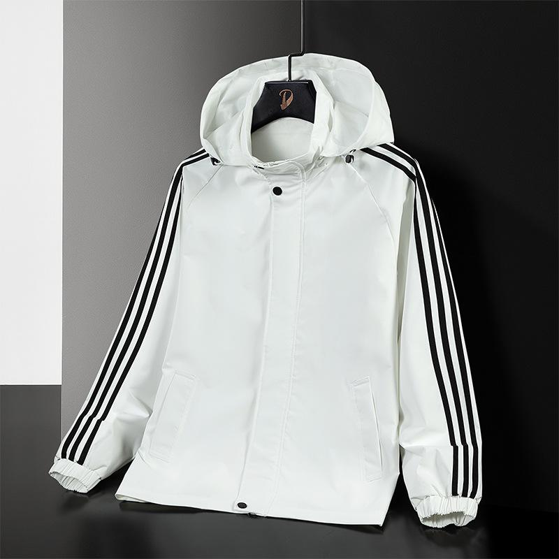 Мужская куртка Новая весенне-осенняя модная брендовая куртка с капюшоном Модная спортивная и повседневная куртка с тремя полосками Осенняя одежда