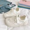 Сладкие пуховые туфли на платформе женские 2025 новые маленькие белые туфли осенние тонкие дышащие универсальные юбка балетные тренировочные туфли