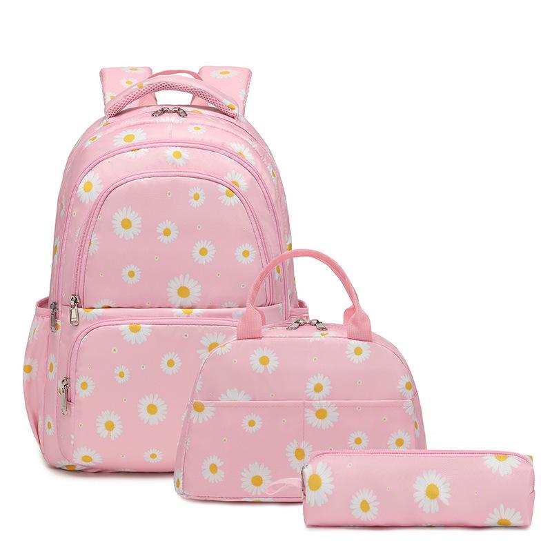 New Daisy Print Backpack Set: 3-Piece for Primary School Girls
