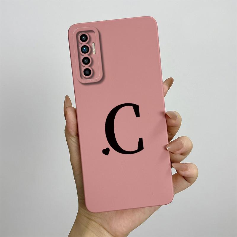For Tecno Camon 17P 6GB 128GB Case 6.8 Inch Cute Initial Letters Soft Liquid Silicone Shockproof Funda For Tecno Camon 17P Cover