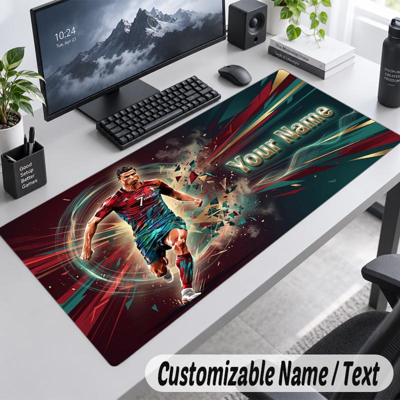 Custom Name Text Mouse Pad Cristiano Ronaldo Personalized Desk Pad For Work And Gaming
