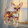 Собака ловец солнца окрашенный акриловый рождественский орнамент красочный щенок ловец солнца подвесное украшение для окна балкона сад