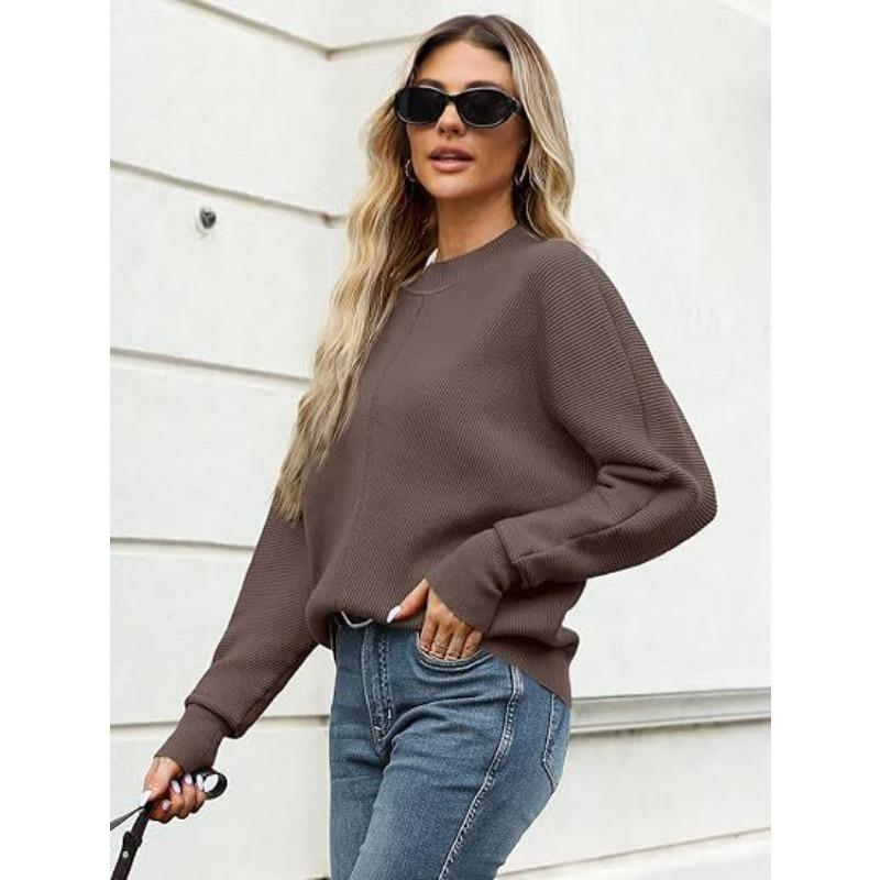Женский осенне-зимний вязаный свободный джемпер с круглым вырезом