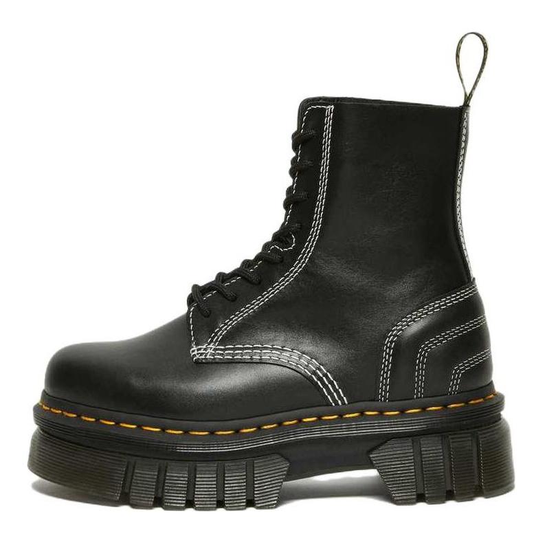 Dr. Martens Кожаные ботинки на шнуровке на платформе Audrick, белая строчка - черные женские кроссовки 27810001