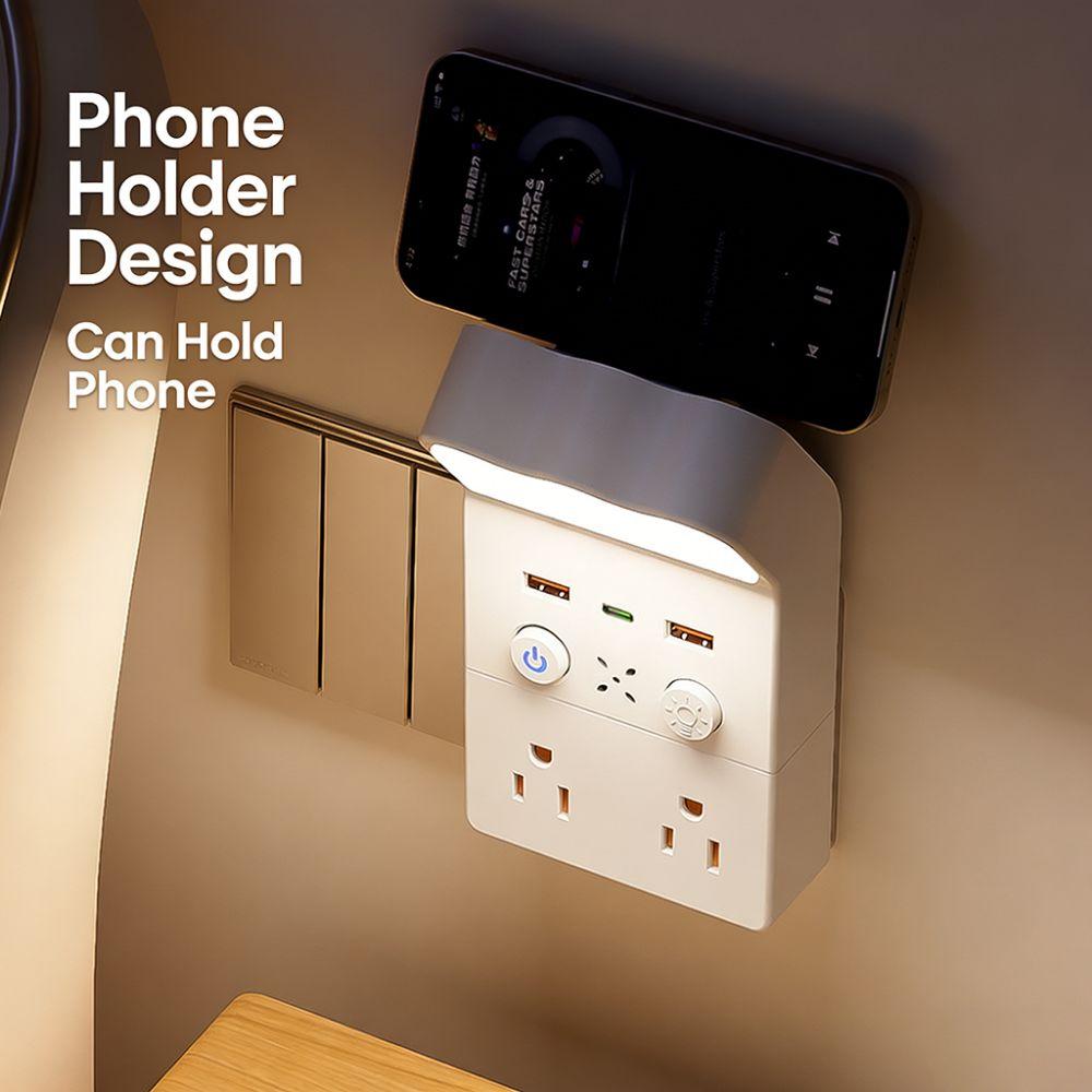 Universal Socket Night Light Socket Converter Warm White LED Outlet Power Strip  Kitchen