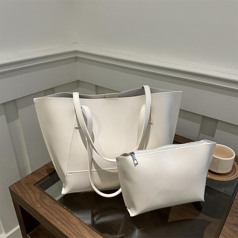 Простая и вместительная модная минималистичная сумка-тоут контрастных цветов для поездок на работу, осенняя темпераментная сумка на одно плечо/подмышку