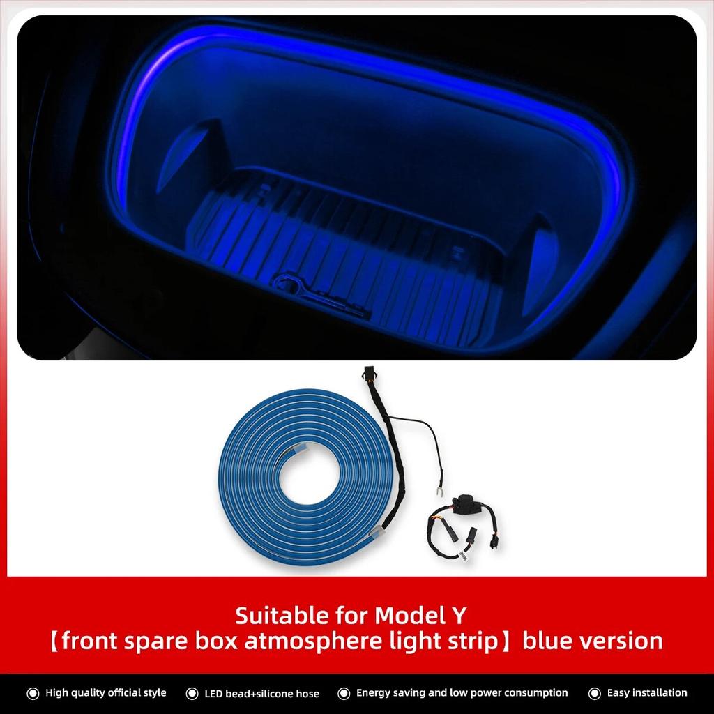 LUCKEASY For Tesla Model 3 Y Car Modification Accessories 12V Front Spare Box Atmosphere Light Silicone Tube LED Lighting Bar