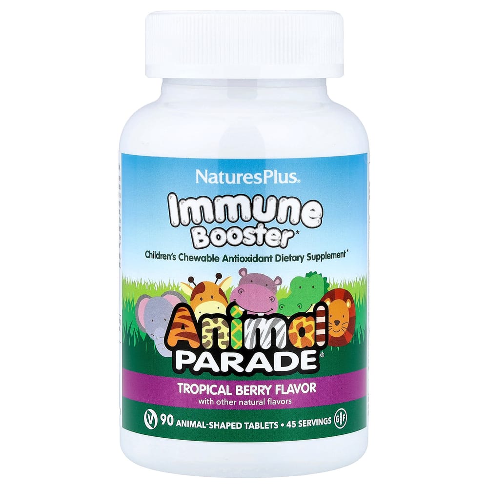 Nature's Plus Source of Life Animal Parade Children's Immune Booster Tropical Berry Flavor 90 Chewables