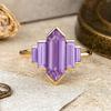 Hexagon Cut Amethyst Engagement Wedding Ring – Vintage Art Deco Purple Stone Ring, Anniversary Promise Gift for Women