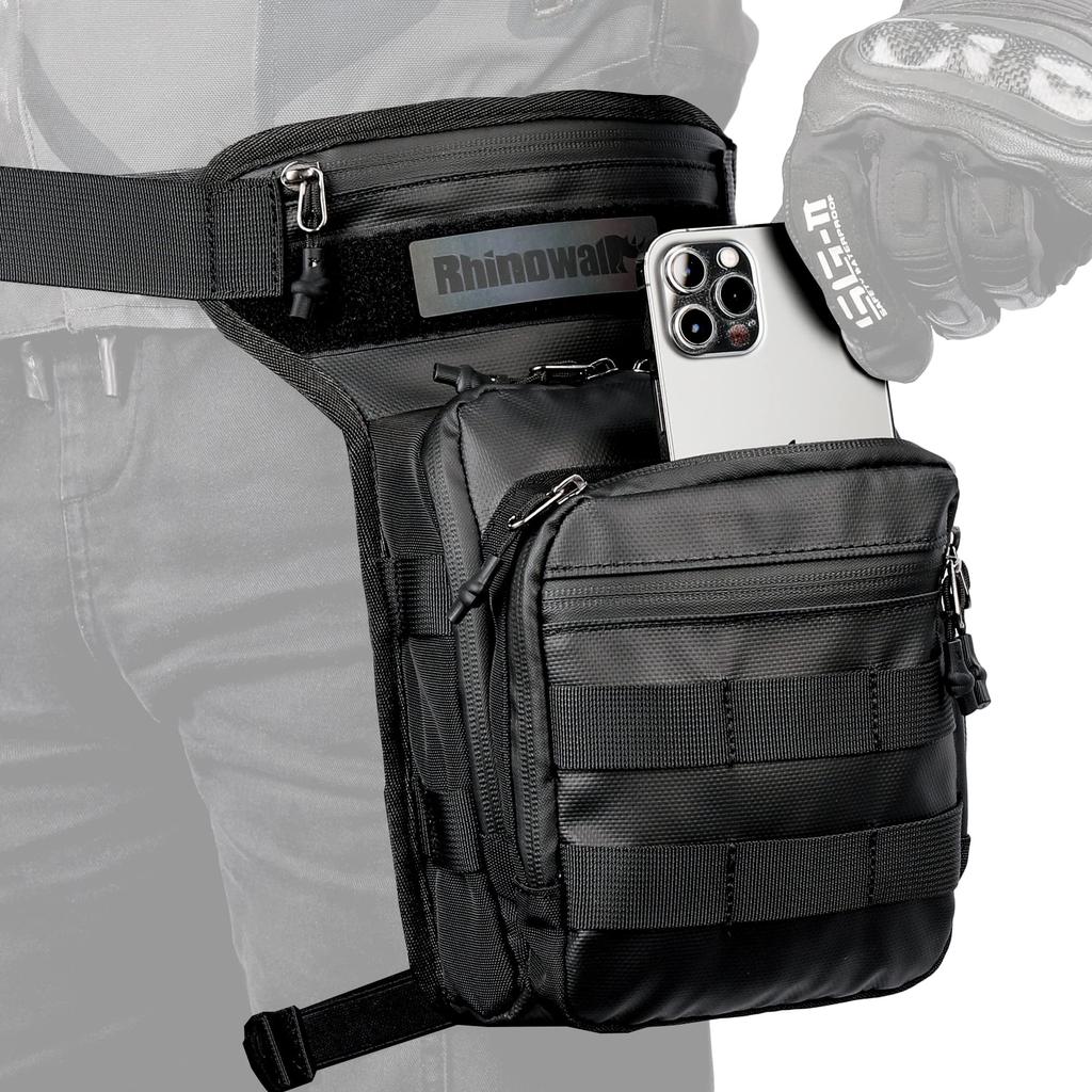 RHINOWALK Сумка для ног для большого многофункционального сортировочного ремня для ног, регулируемая сумка для мотоциклов, емкость, сумка, встроенные карманы, сумка,