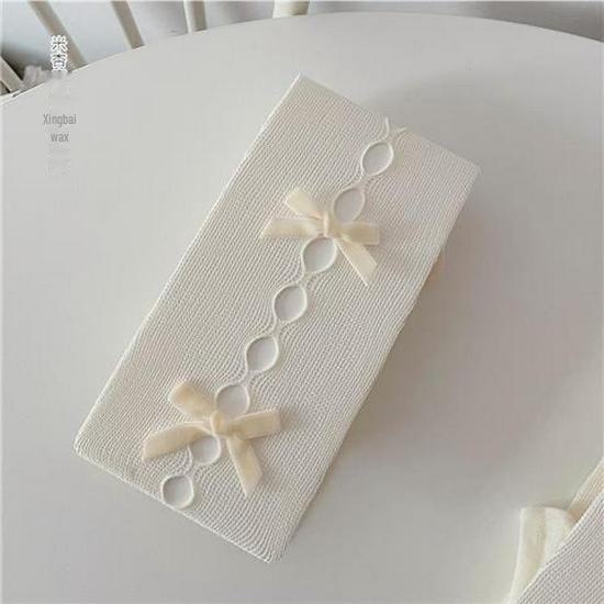 Y2K Белые банты ажурные чулки, сладкий стиль Лолиты, весна/осень черные шелковые колготки