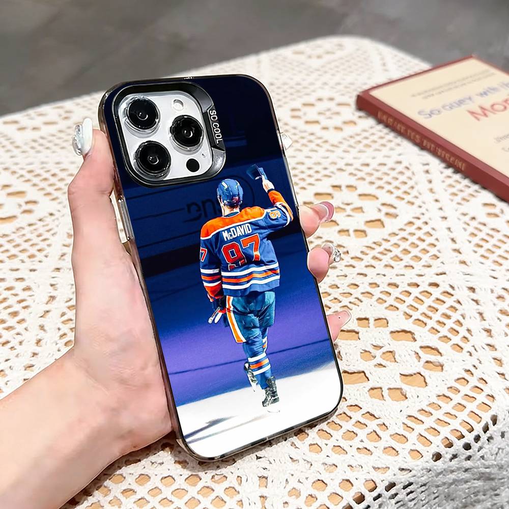 Ice Hockey C-Connor McDavid  Phone Case For iPhone 17,16,15,14,13,12,11 Plus,Pro Max,XS,Colored silver phone case