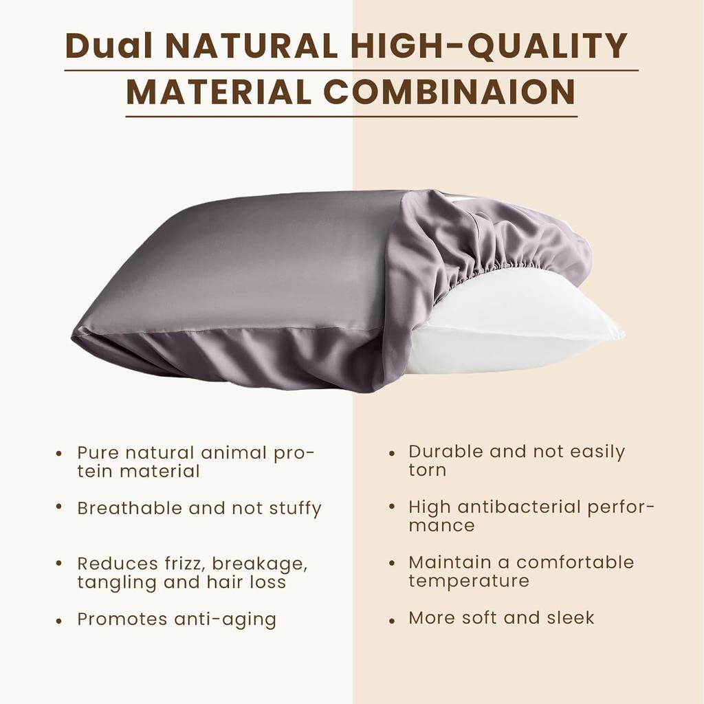 THXSILK Mulberry Silk Pillowcase Queen Size, Pillow Cover with Elastic Band, Soft Smooth Silk Pillowcase for Hair and Skin, Gift for Women Men 1 pc,
